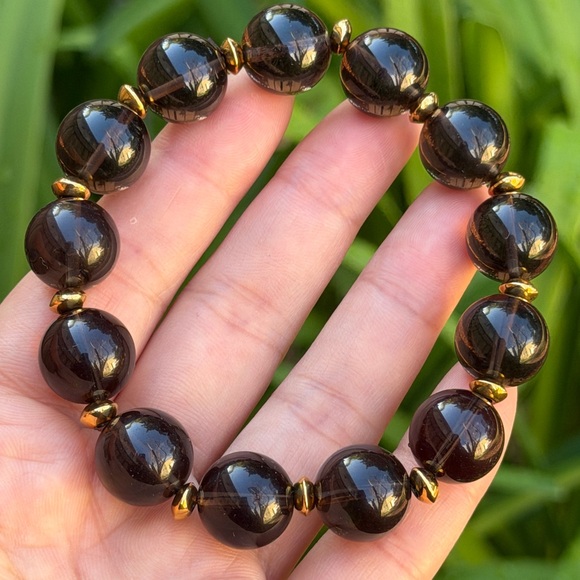 Jewelry - 14.5mm‎ chunky stretchable ice obsidian bracelet 0937